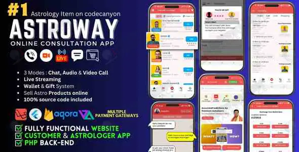Astrology Consultations, Chat, Audio/Video Calls, Live Streaming | Web & Backend Included